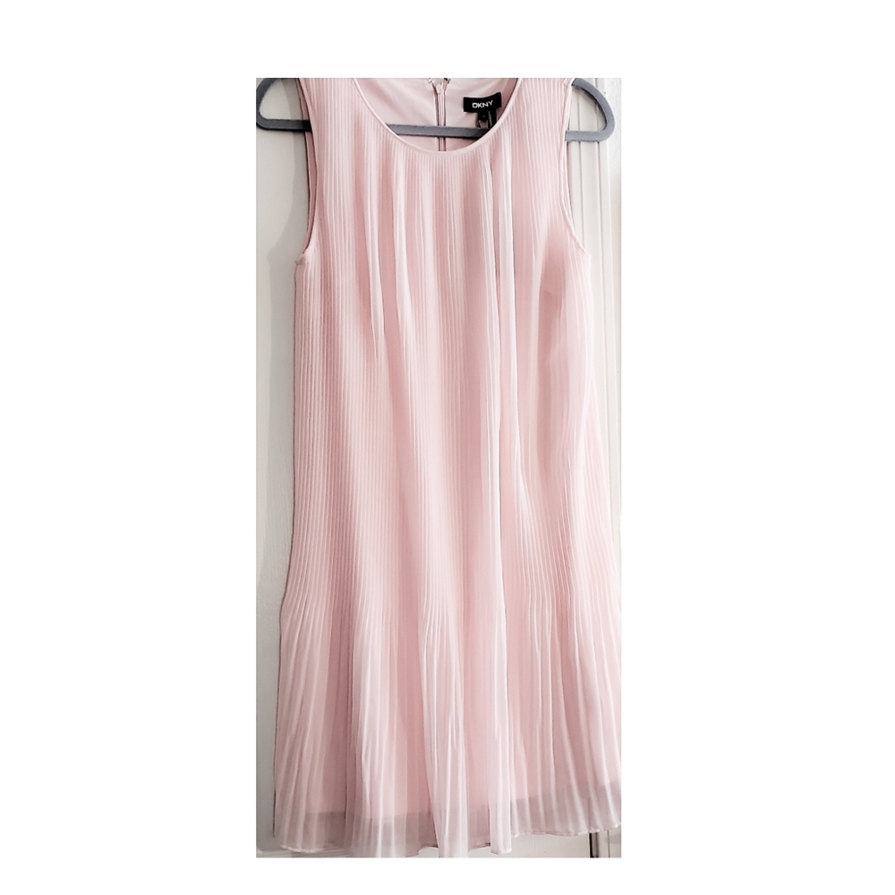DKNY Pink Pleated Sleeveless Shift Dress 10